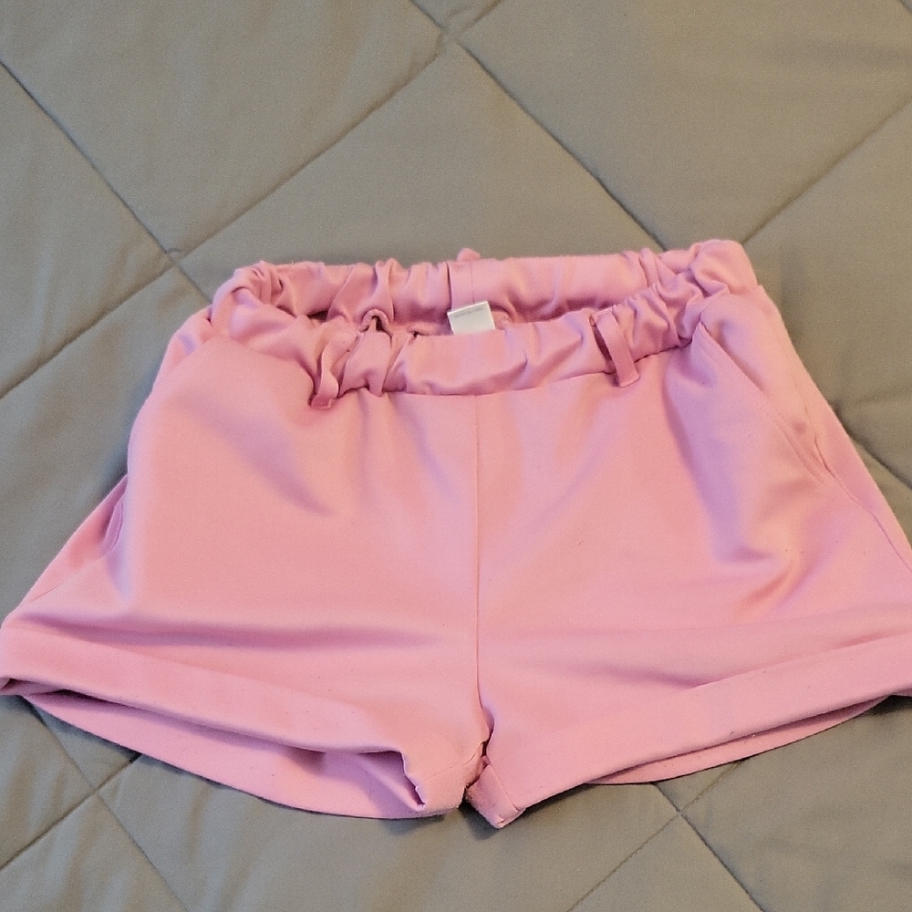 Revamped High Waist Pink Shorts with Elastic Waistband